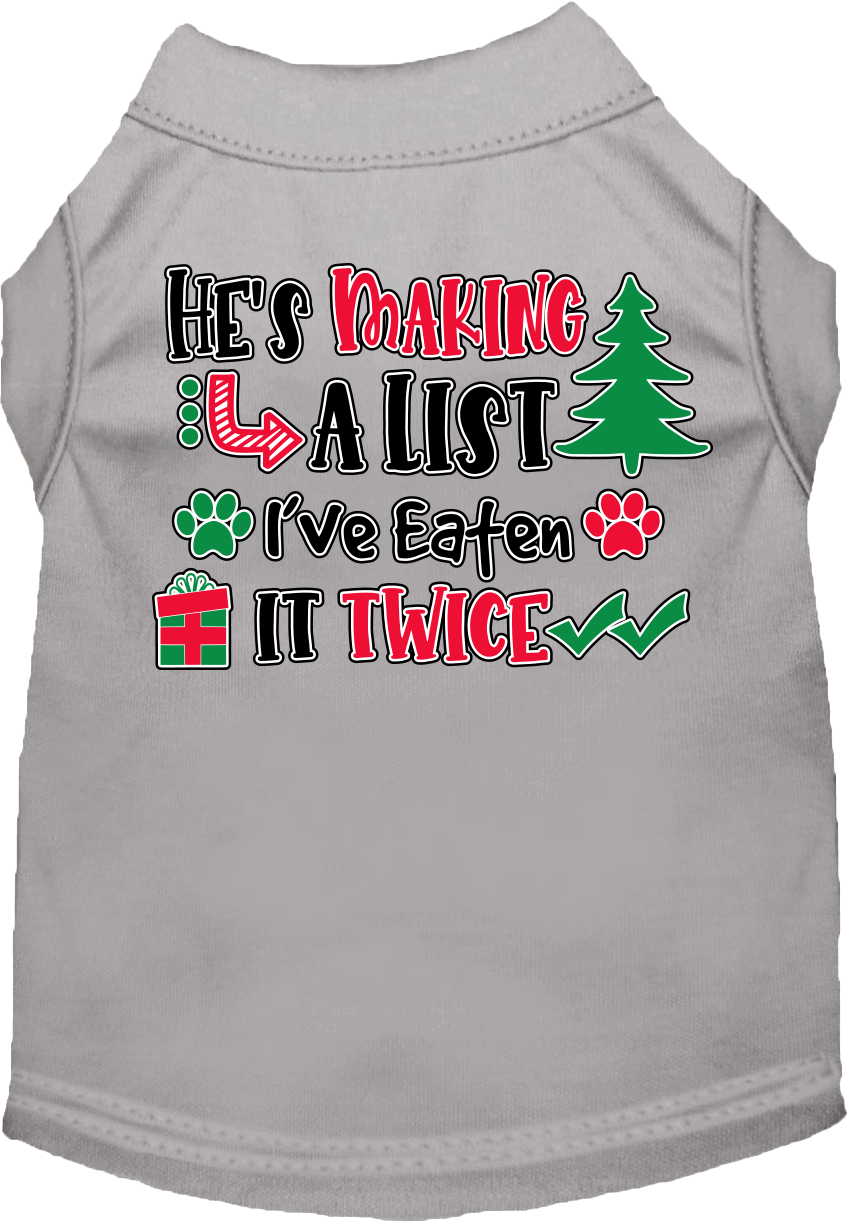 As You Wish Apparel – "Hes Making A List, Ive Eaten It Twice" Christmas Pet Shirt