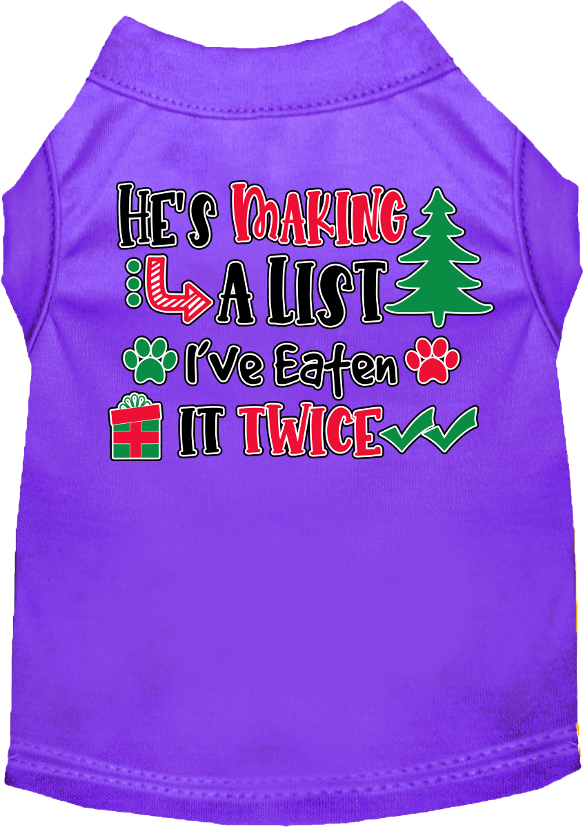 As You Wish Apparel – "Hes Making A List, Ive Eaten It Twice" Christmas Pet Shirt