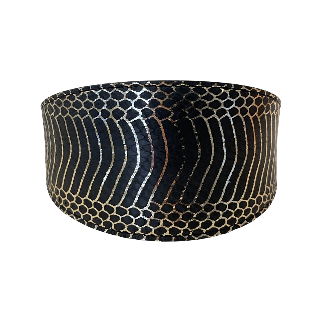 Gold & Black Snake 3" Wide Style Gatsby Collar