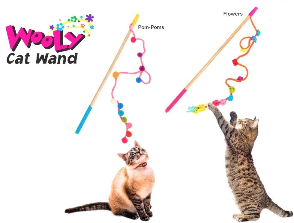 Chilly Dog Wooly Pom Pom Wool Cat Wand Toy