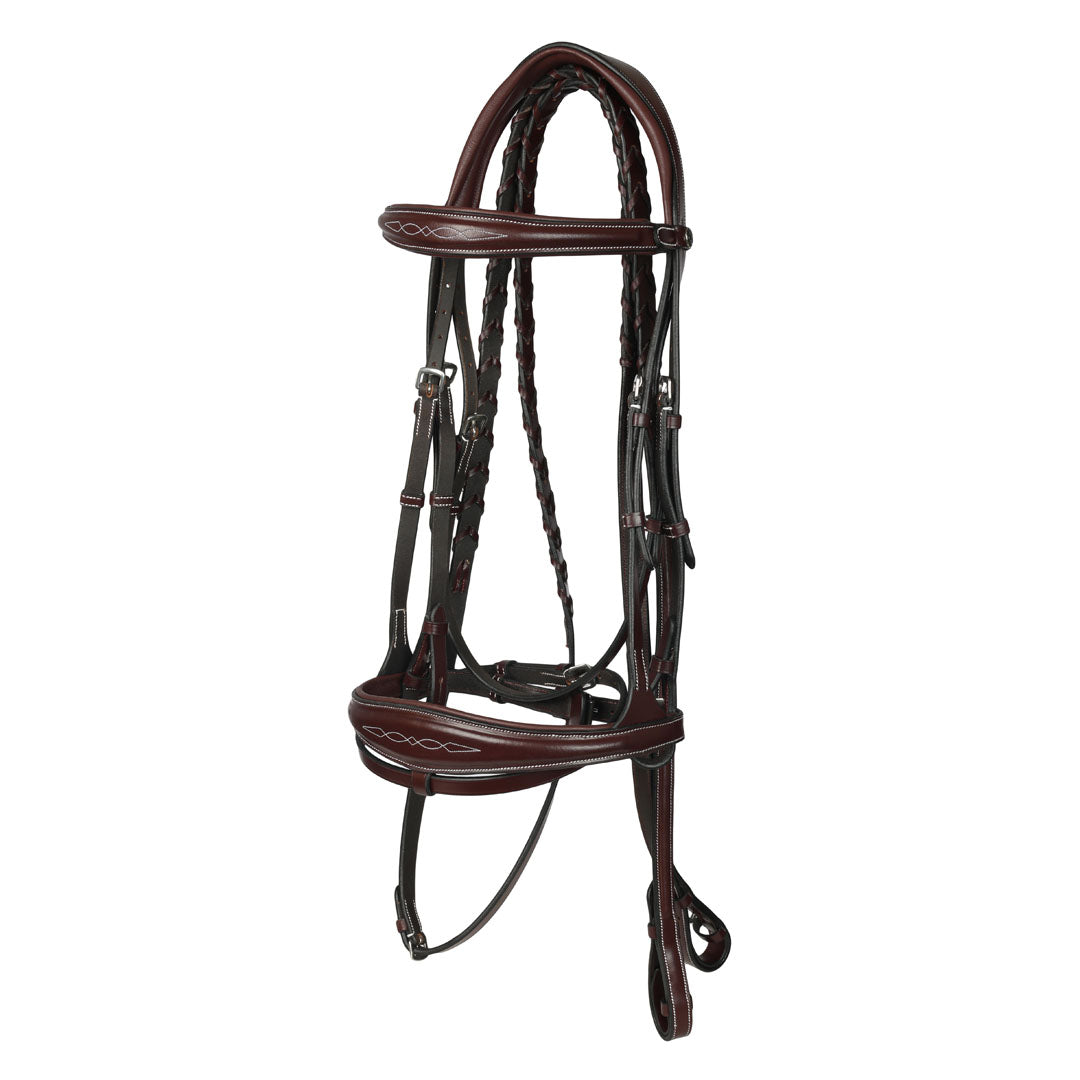 Henri de rivel Jamaika Pro Anatomical Fancy Raised Wide Flash Noseband Bridle with Raised laced reins | HT Animal Supply