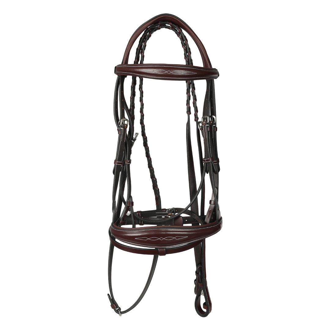 Henri de rivel Jamaika Pro Anatomical Fancy Raised Wide Flash Noseband Bridle with Raised laced reins | HT Animal Supply