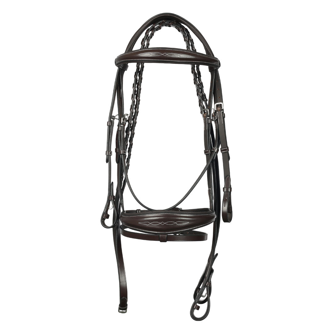 Henri de rivel Jamaika Pro Anatomical Fancy Raised Wide Flash Noseband Bridle with Raised laced reins | HT Animal Supply