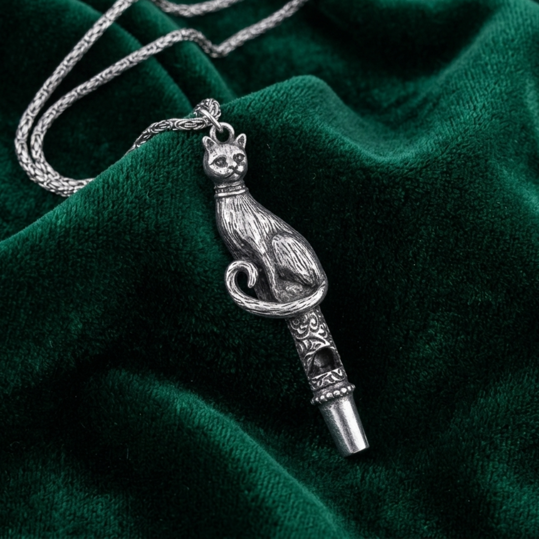 1928 Jewelry Cat Whistle Pendant Necklace 30 Inch