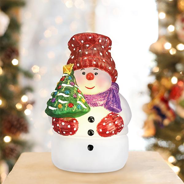 Snowman With Tree Candle Light 