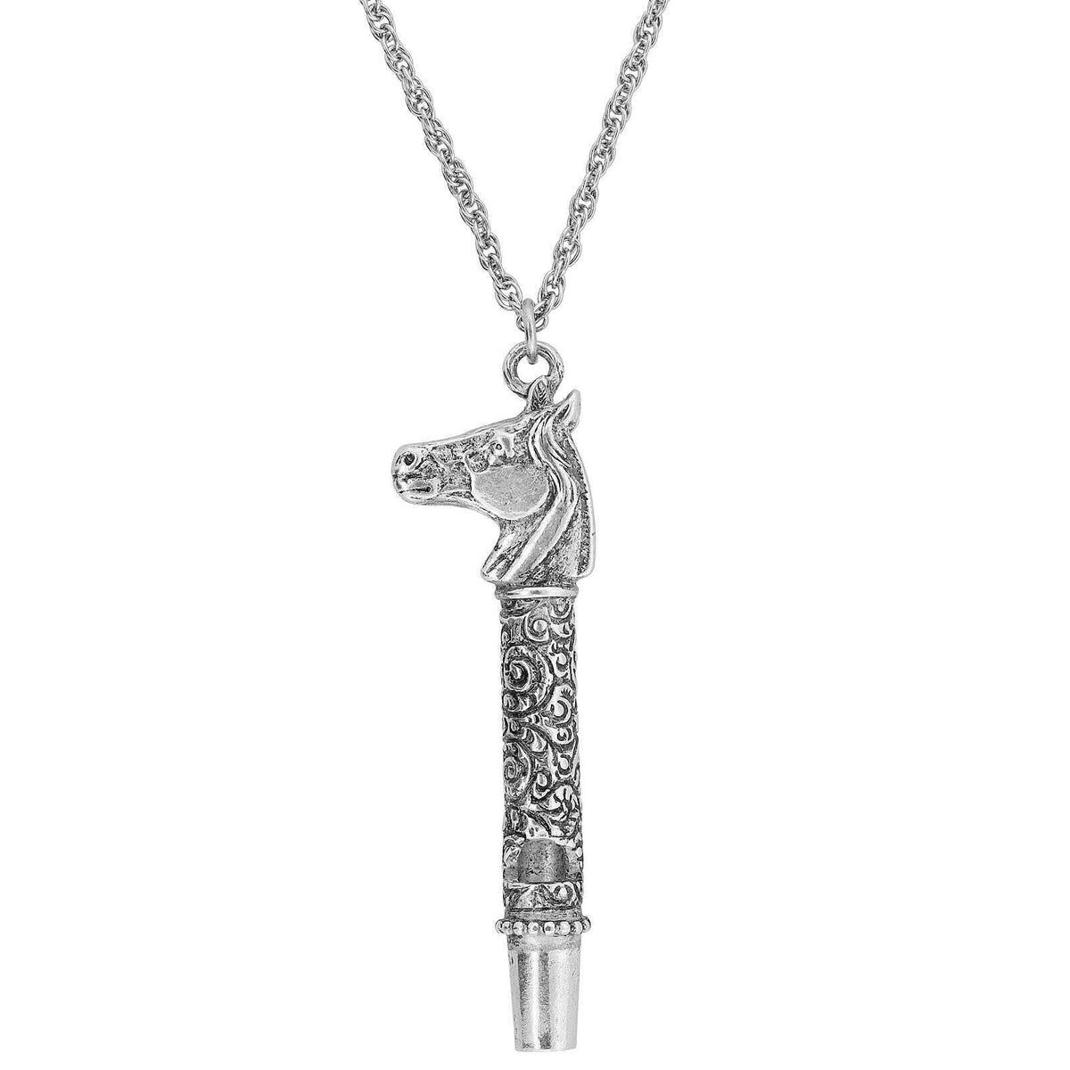1928 Jewelry Horse Head Whistle Necklace 30 Inch