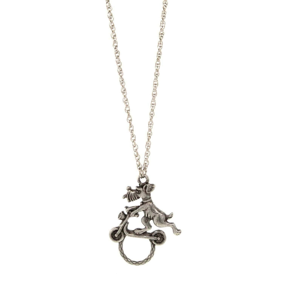 1928 Jewelry Dog On Scooter Badge and Eyeglass Holder Chain Necklace 30 Inch