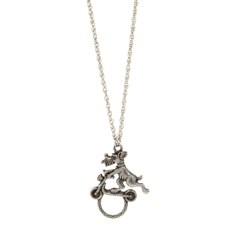 1928 Jewelry Dog On Scooter Badge and Eyeglass Holder Chain Necklace 30 Inch