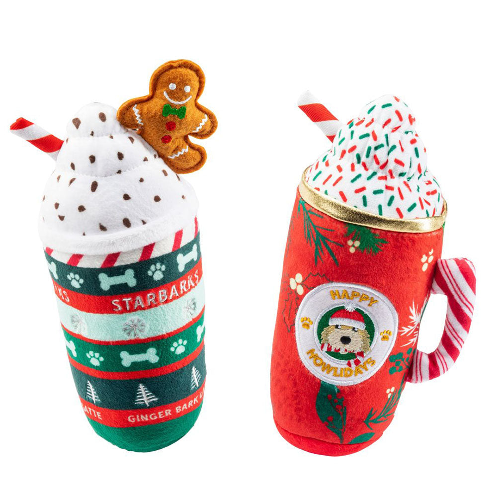 Haute Diggity Dog Ginger Bark Latte & Howliday Cheer Mug Christmas Plush Dog Toy