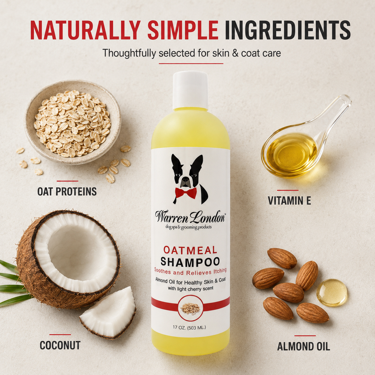 Oatmeal Shampoo - For Dogs With Itchy Skin and Coats - Cherry Scented