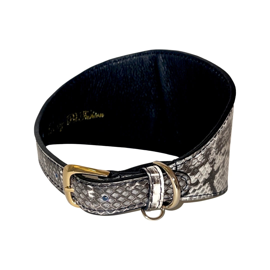 Allysa Payne White & Black 4-Inch Wide Snake Dog Collar