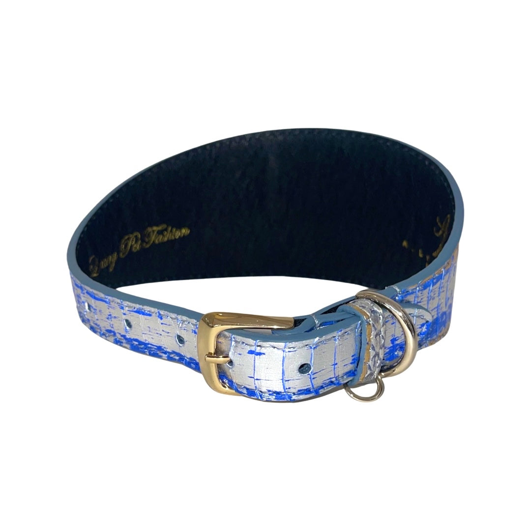 Allysa Payne Multi-Color Blue/Silver/Gold Snake 3-Inch Wide Style Dog Collar