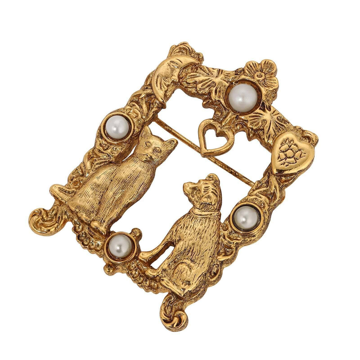 1928 Jewelry Bella and Max On A Windowsill Faux Pearl Pin