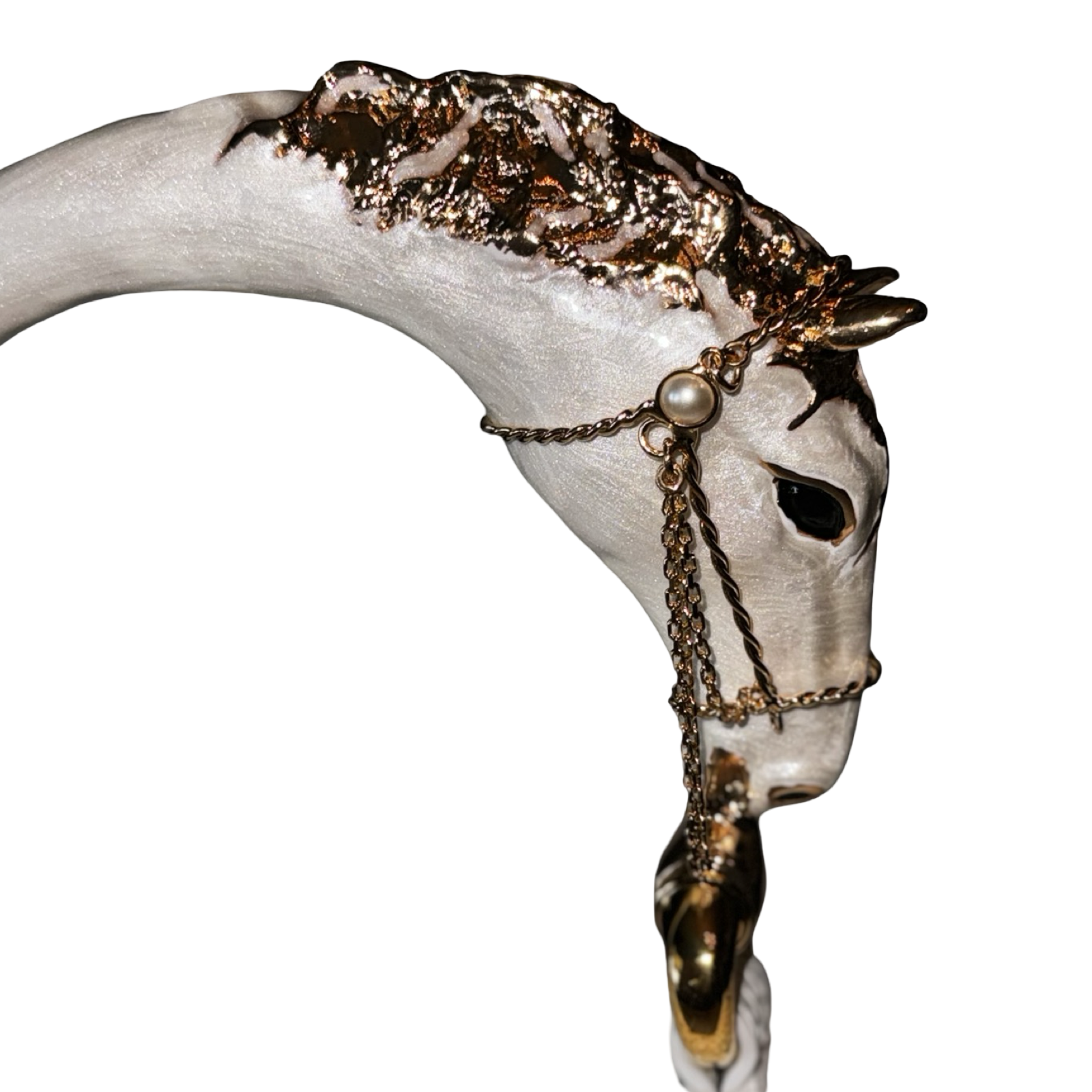 Allysa Payne Cosmo Horse Handle Handbag In Iridescent White Python
