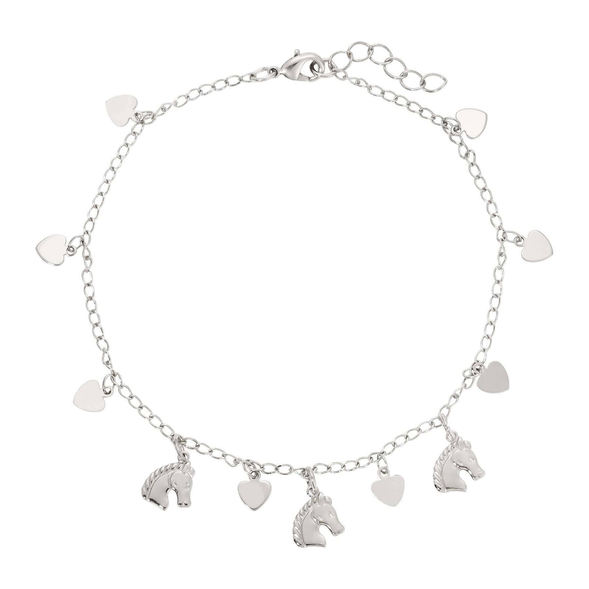 1928 Jewelry Equine and Heart Charms Anklet 9 Inch with 1.5 Inch Extension