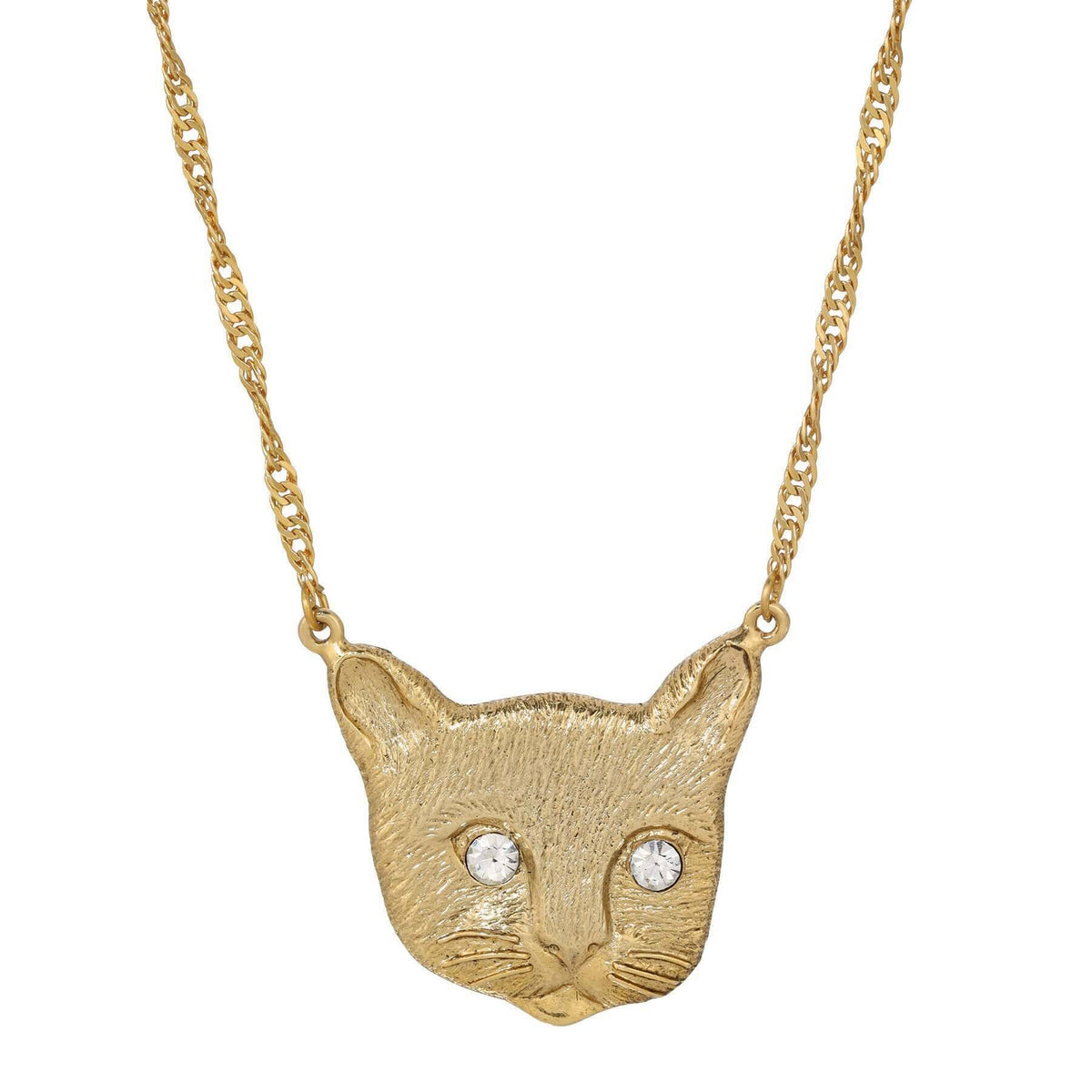 1928 Jewelry Meow Meow Crystal Eyes Pendant Necklace 17 Inch