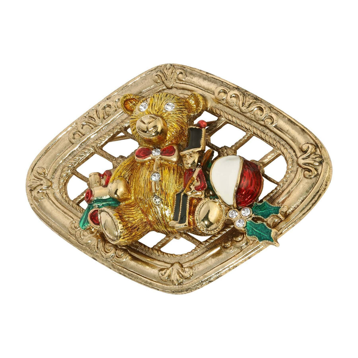 1928 Jewelry Teddy Bear and Nutcracker Christmas Brooch Pin