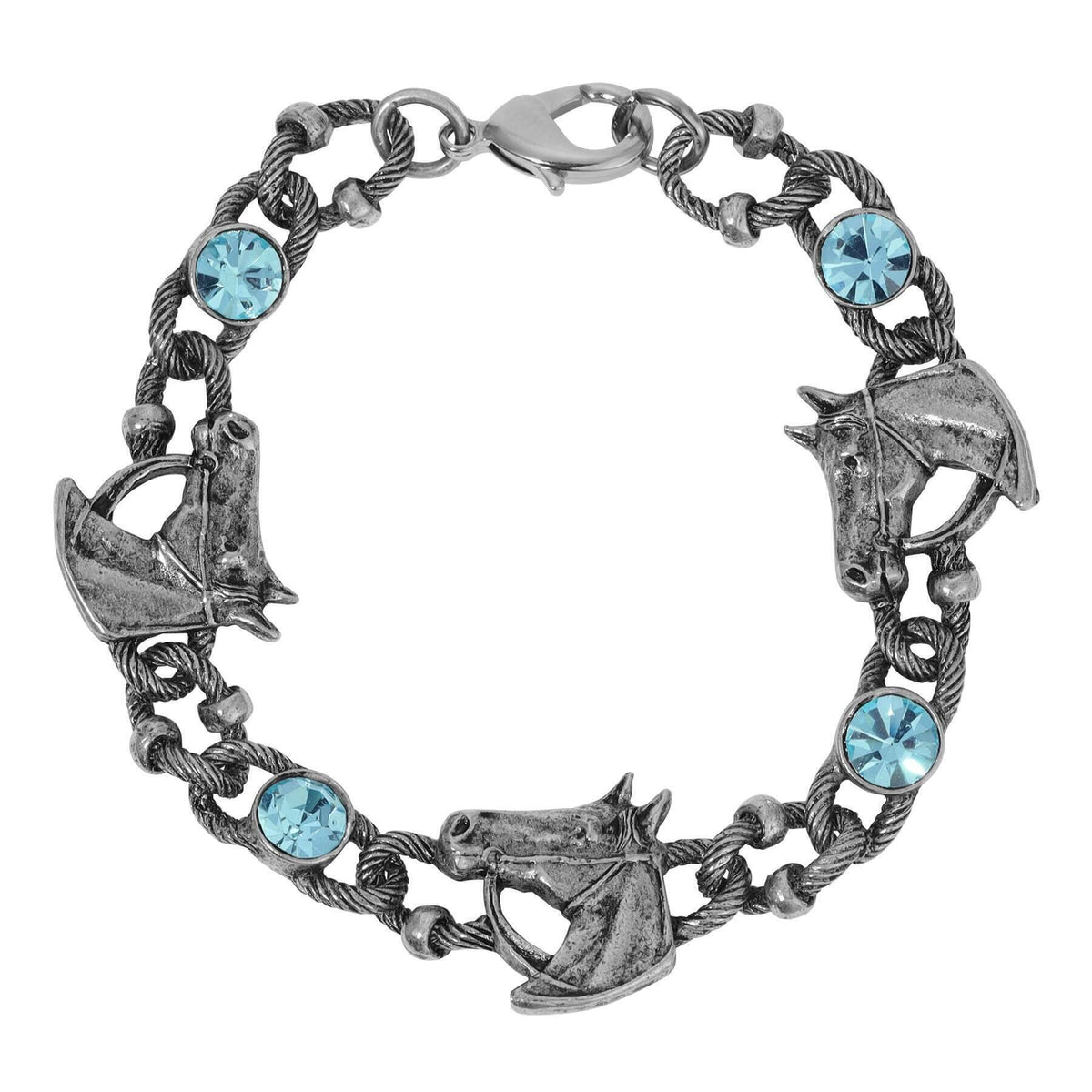 1928 Jewelry Equestrian Tied Rope Aqua Crystal Link Bracelet