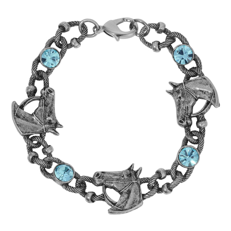 1928 Jewelry Equestrian Tied Rope Aqua Crystal Link Bracelet