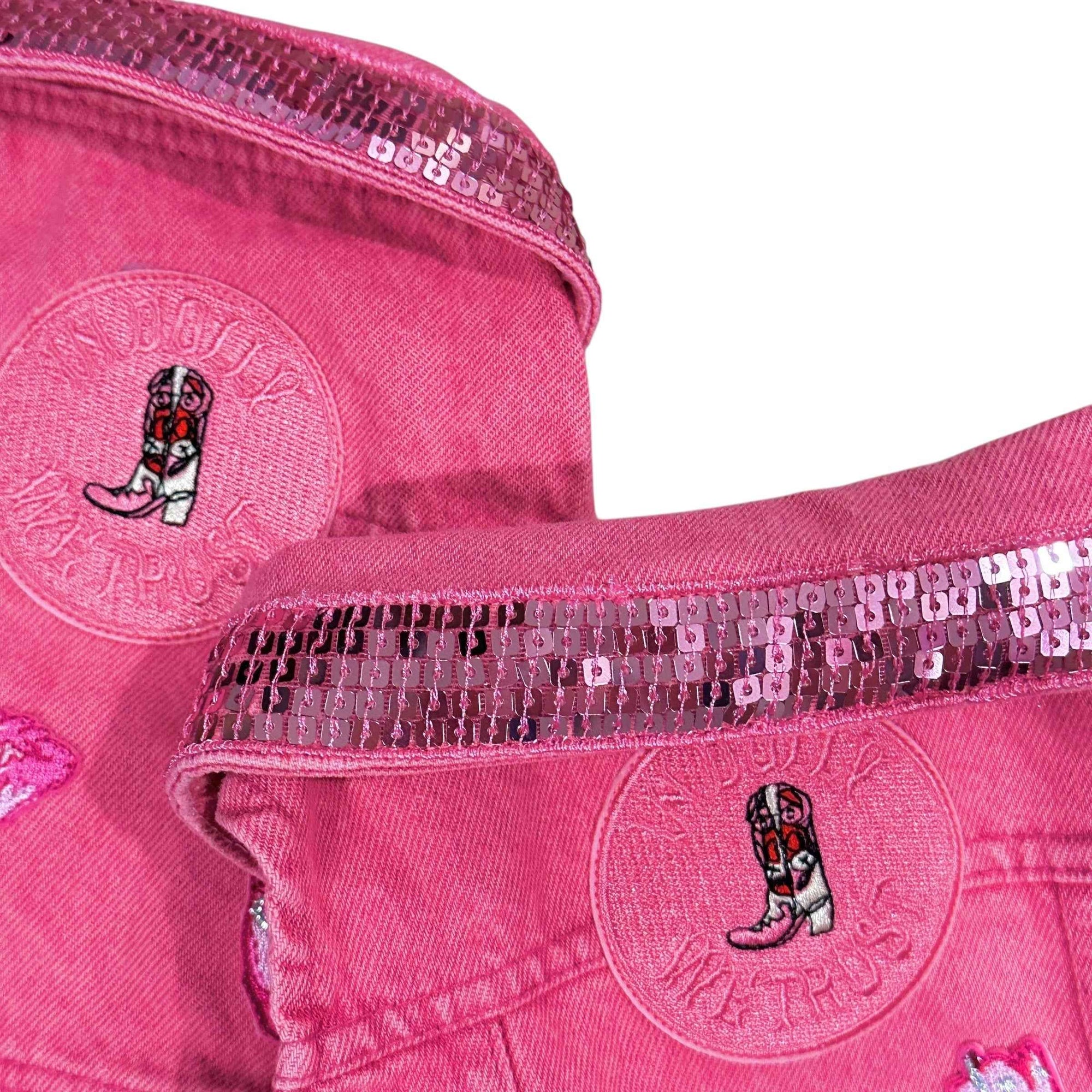 Heads or Tails Pup Pink Dolly Denim Dog Vest