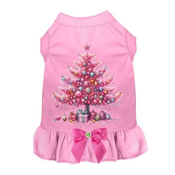 Pretty in Pink Christmas Tree Dog Dress