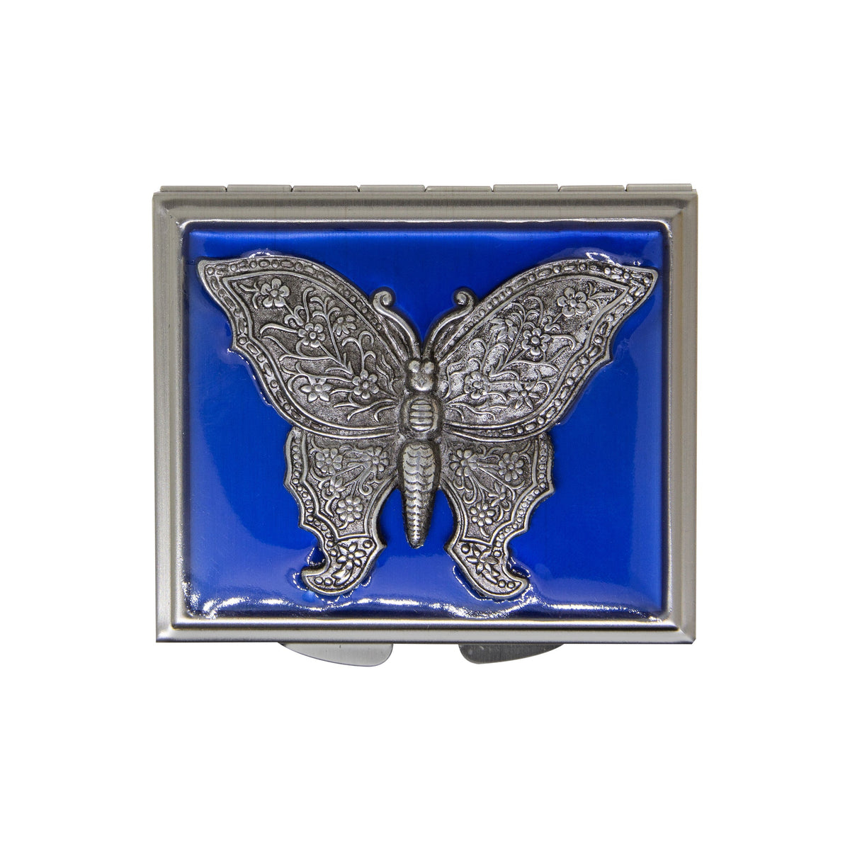 1928 Jewelry Blue Enamel Butterfly Compact Mirror