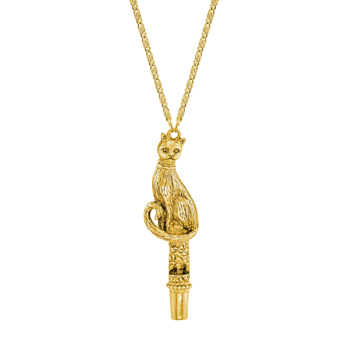 1928 Jewelry Cat Whistle Pendant Necklace 30 Inch