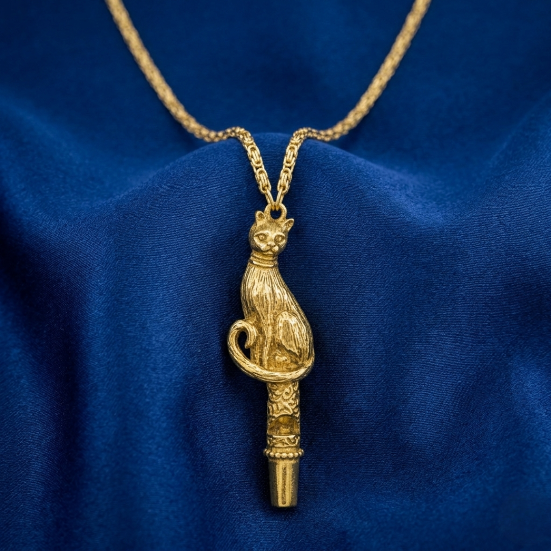 1928 Jewelry Cat Whistle Pendant Necklace 30 Inch