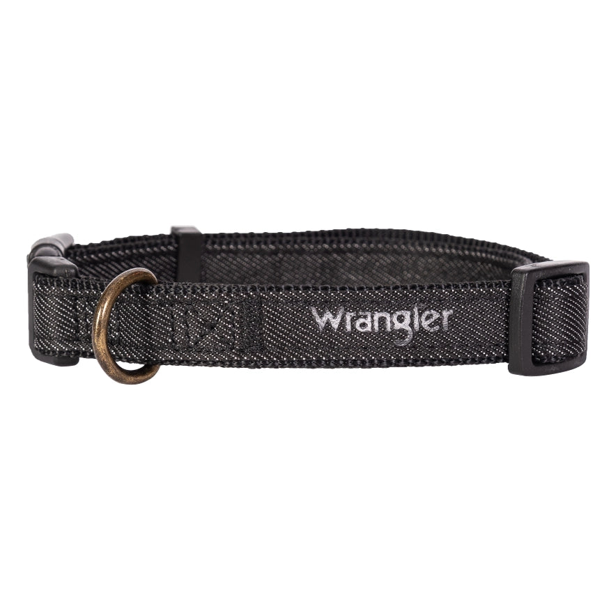 Wrangler® Black Denim Harness, Collar & Lead Set
