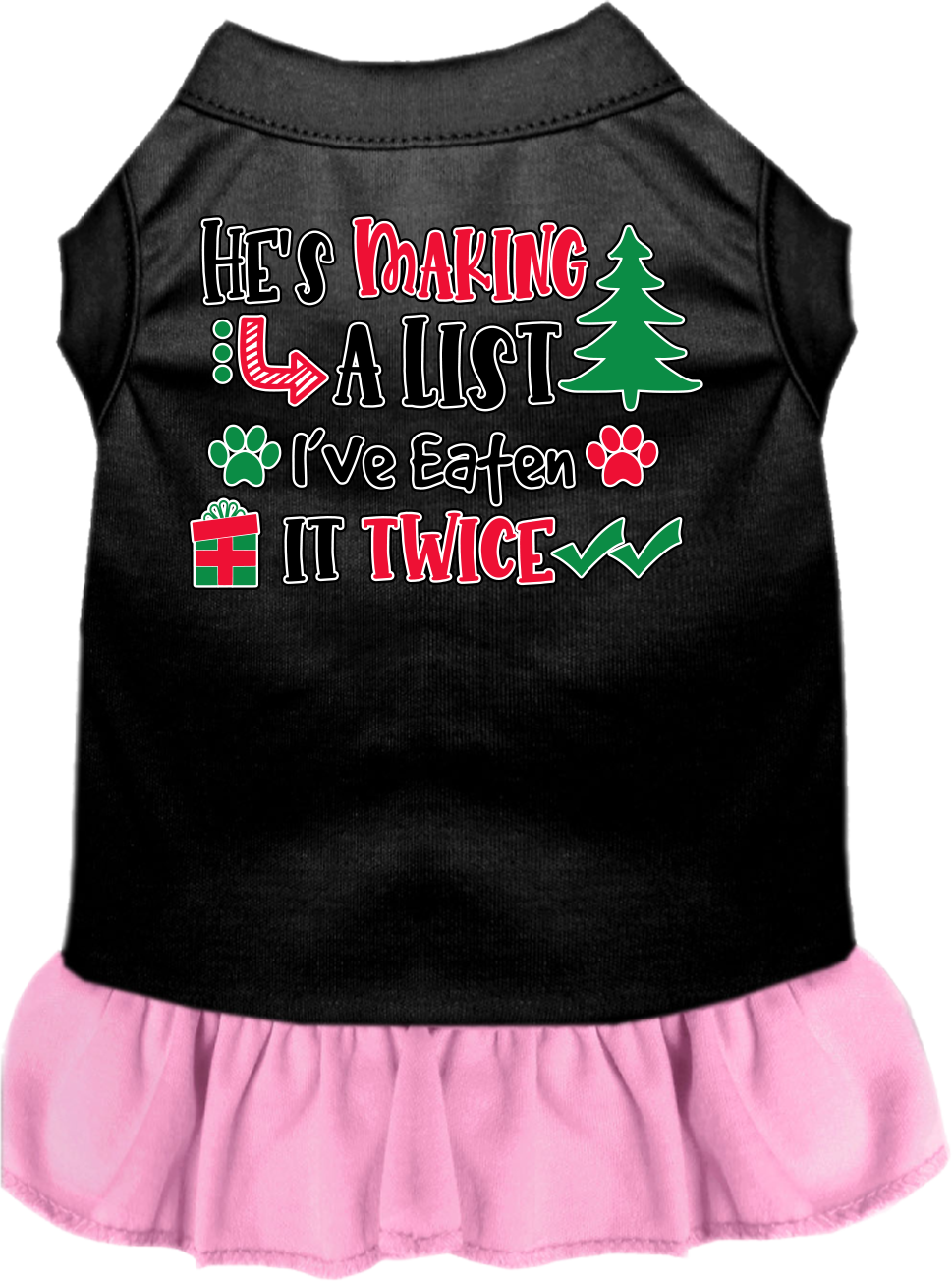As You Wish Apparel – "Hes Making A List, Ive Eaten It Twice" Christmas Pet Dress