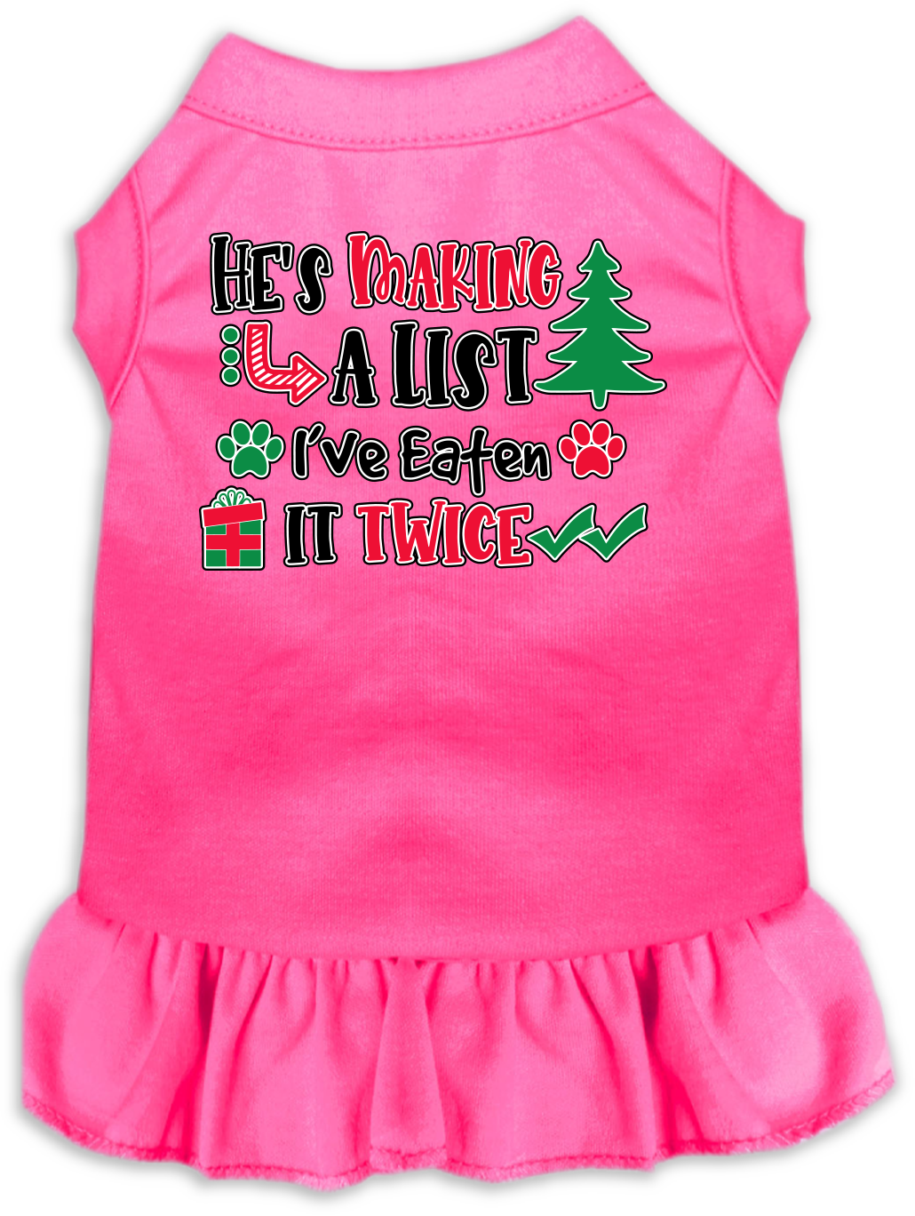 As You Wish Apparel – "Hes Making A List, Ive Eaten It Twice" Christmas Pet Dress
