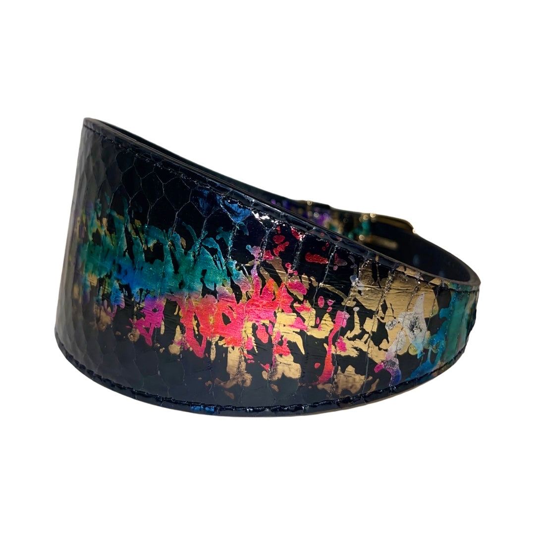 Allysa Payne 3-Inch Wide Style, Multi Color Art Deco Custom Snake Dog Collar