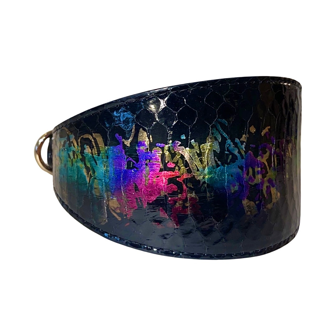 Allysa Payne 3-Inch Wide Style, Multi Color Art Deco Custom Snake Dog Collar