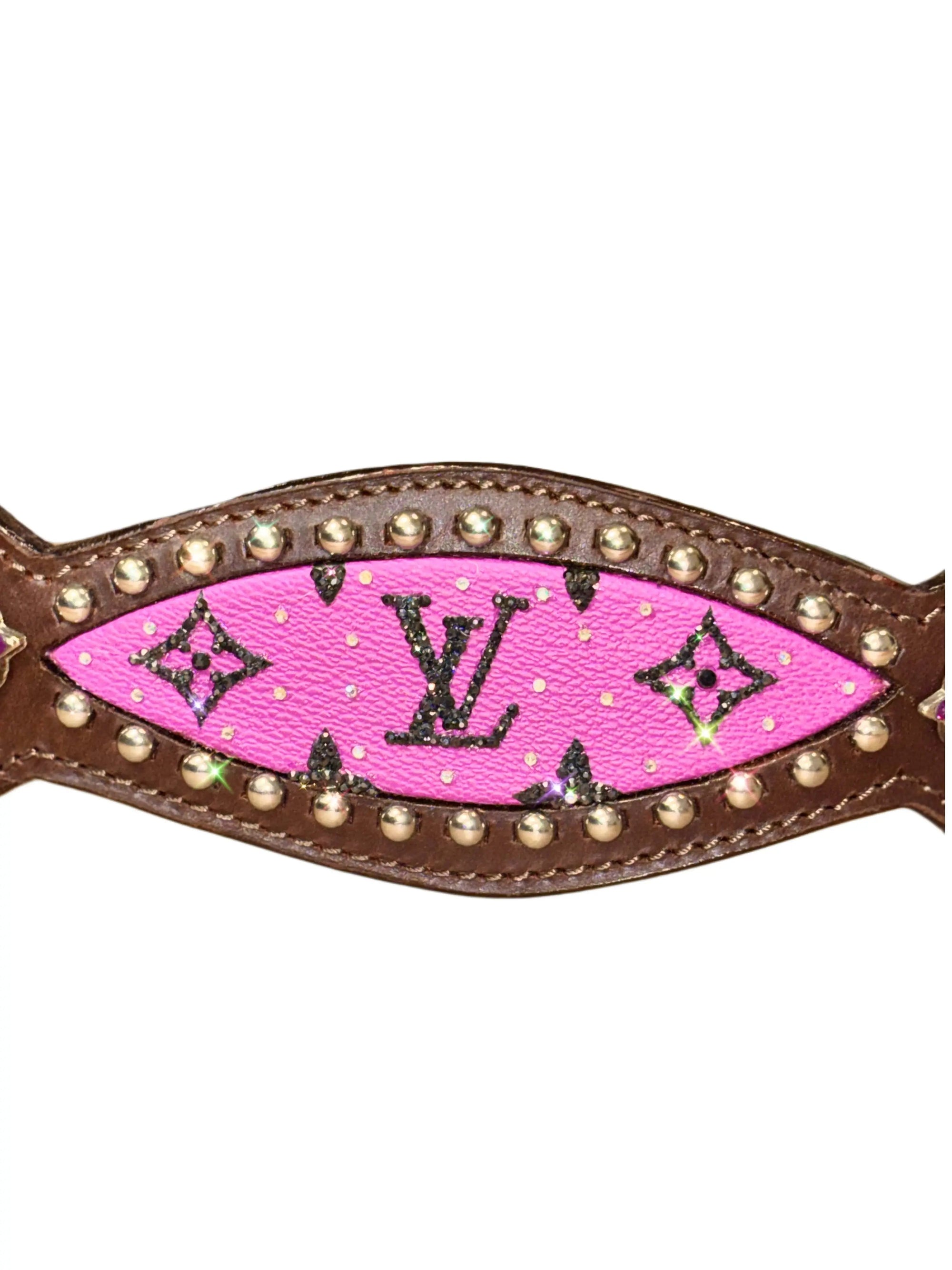 Rhinestone Purple LV Wither Strap | HT Animal Supply