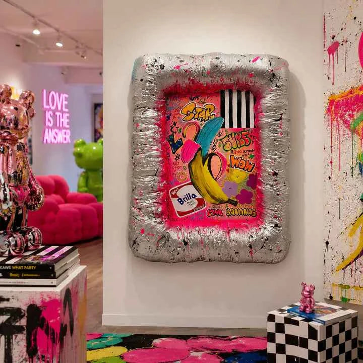 And Iconic Banana Pop Art Wall Art with Sculptural Frame