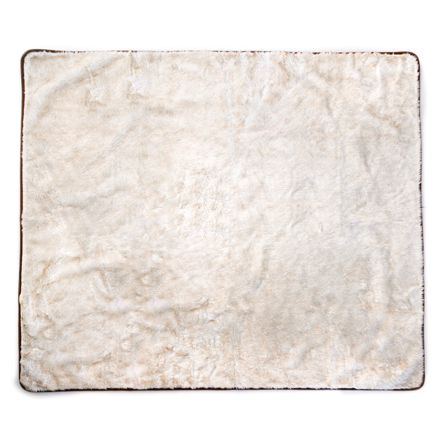 PupProtector Short Fur Waterproof Throw Blanket White with Brown Accents