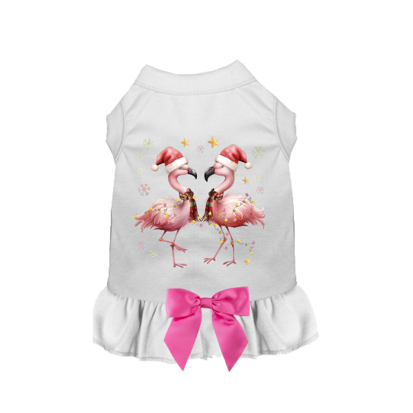 Festive Flamingo Holiday Dog T-Shirt or Dress