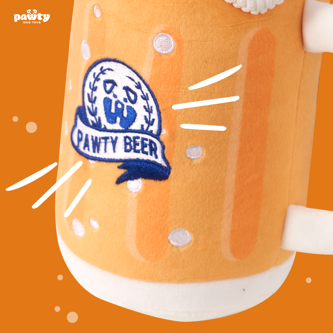 Pet Toy: PAWTY BEER PLUSH DOG TOY
