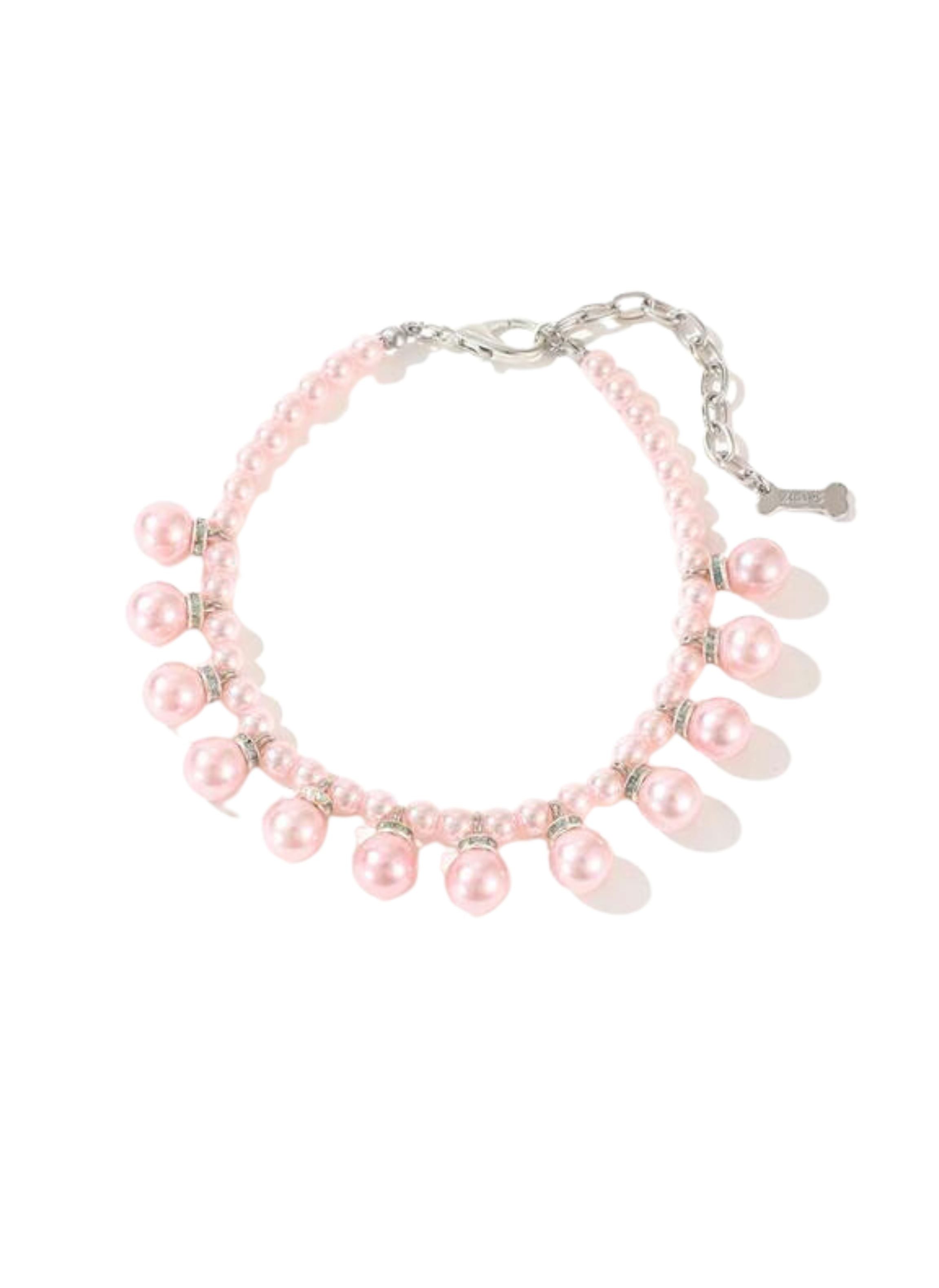 Drop Pearls Necklace, Pink - HT Animal Supply