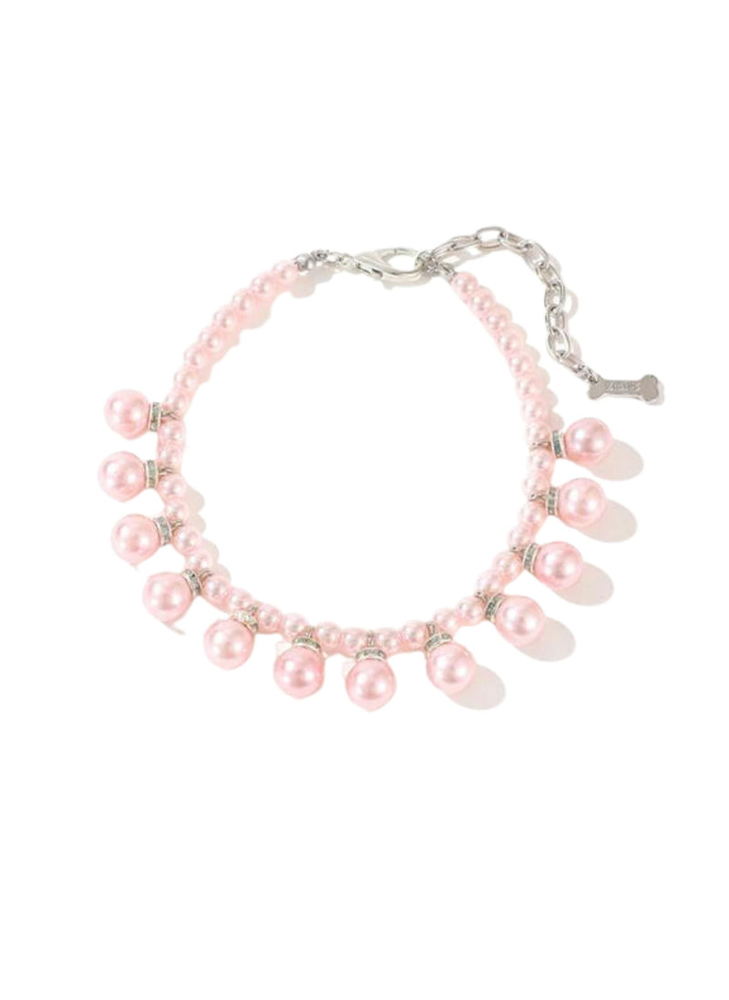 Drop Pearls Necklace, Pink - HT Animal Supply