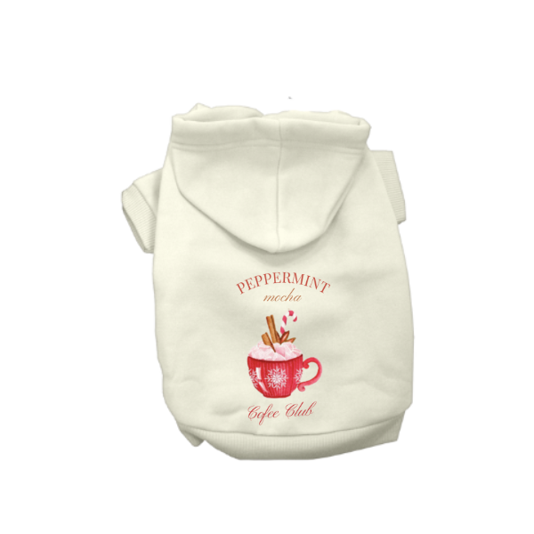 Bark 5th Ave., LLC Peppermint Mocha Coffee Club Hoodie Fleece White pet supplies
