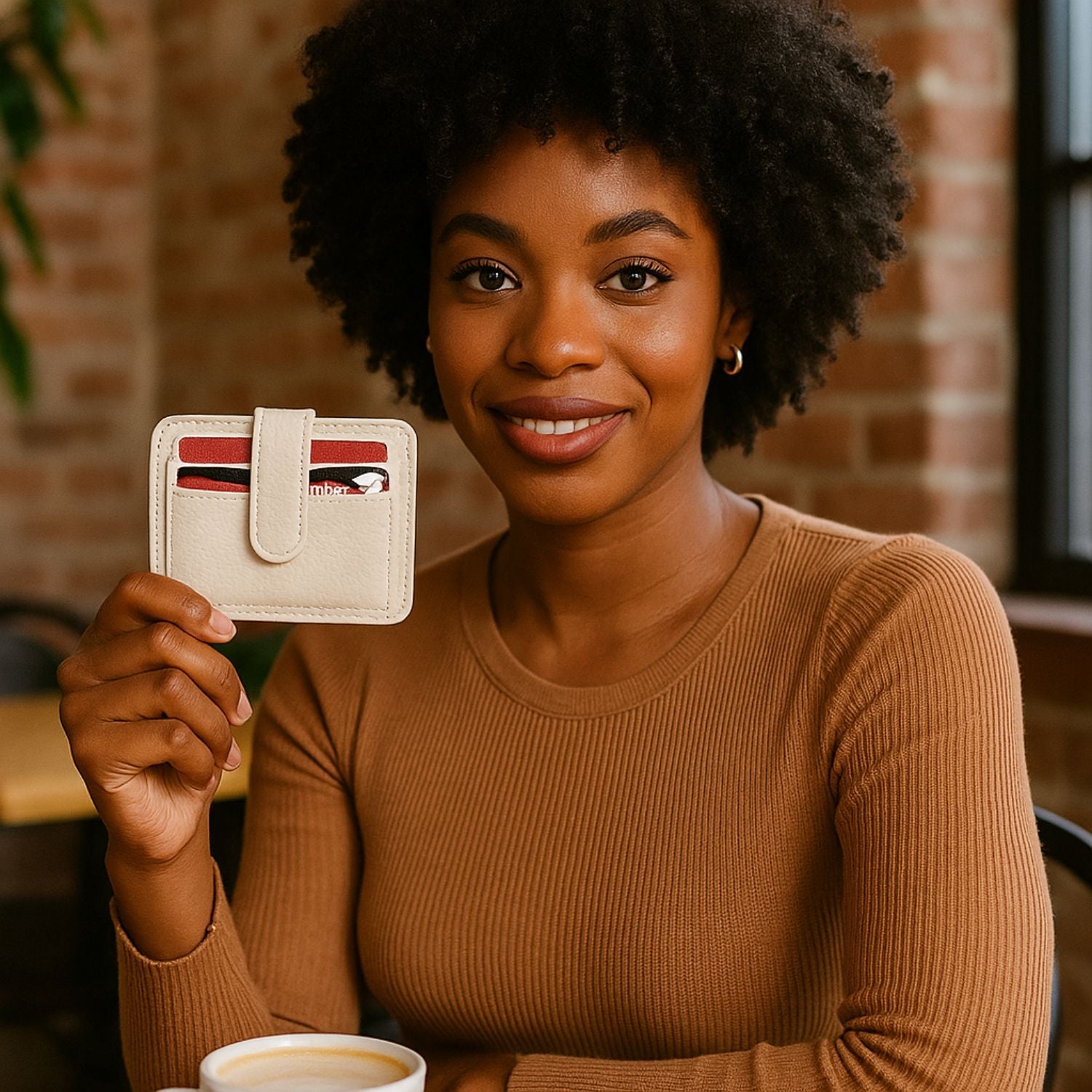 Leather Card Holder Wallet with ID Window Light Grey Miami