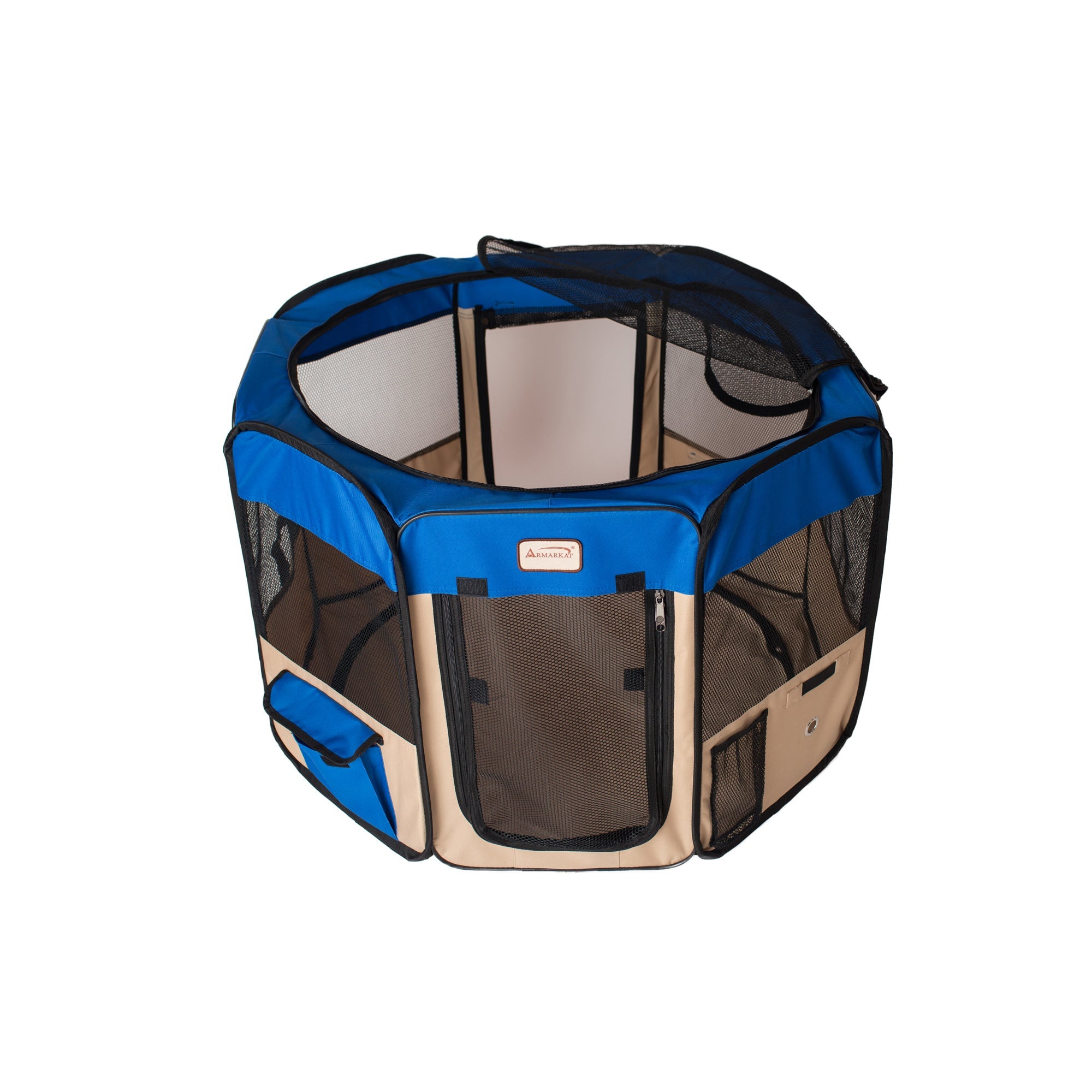 Armarkat PP001B-XL Portable Pet Playpen In Blue and Beige Combo