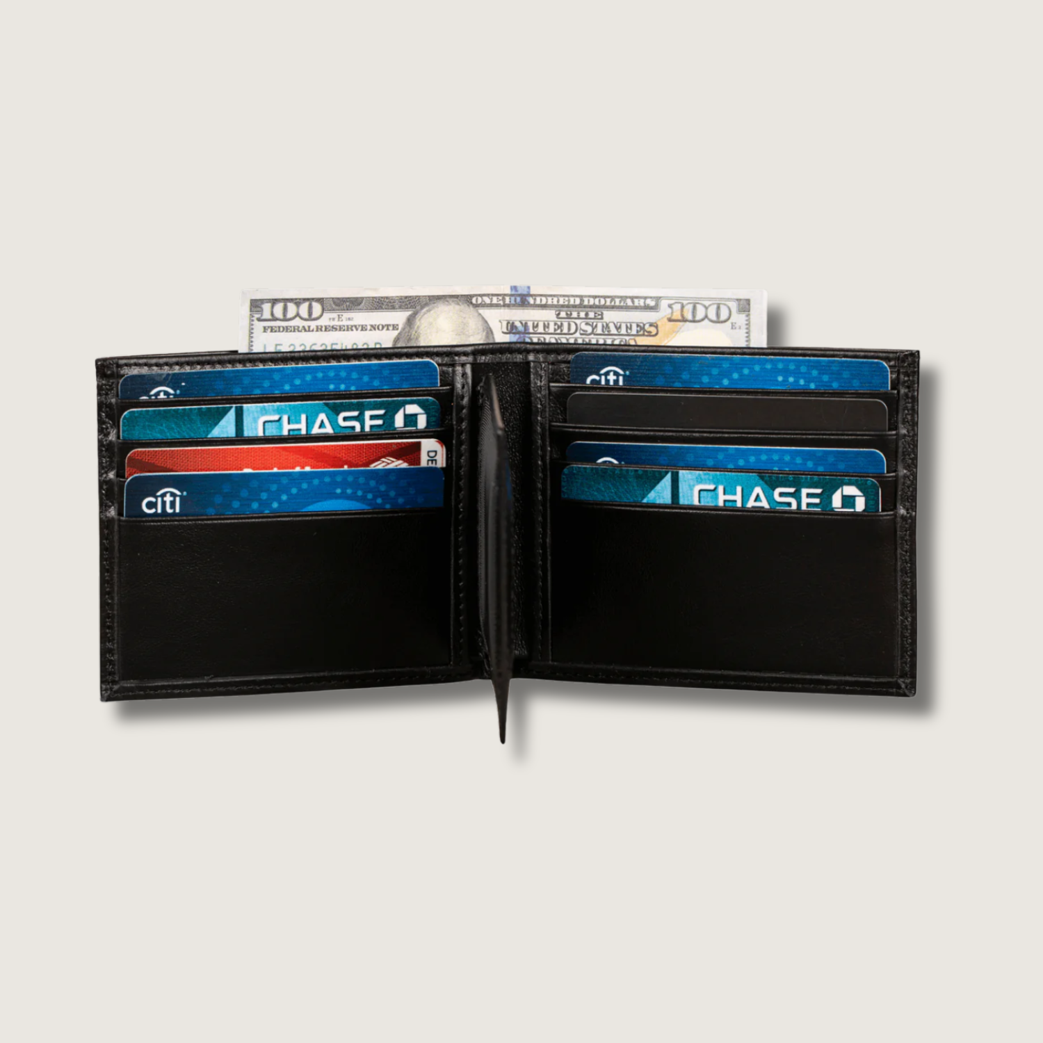 Classic Leather Bifold Wallet Black Los Angeles