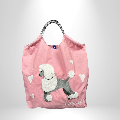 Womens Large Nylon Vintage Dog Classic Square String Handbag
