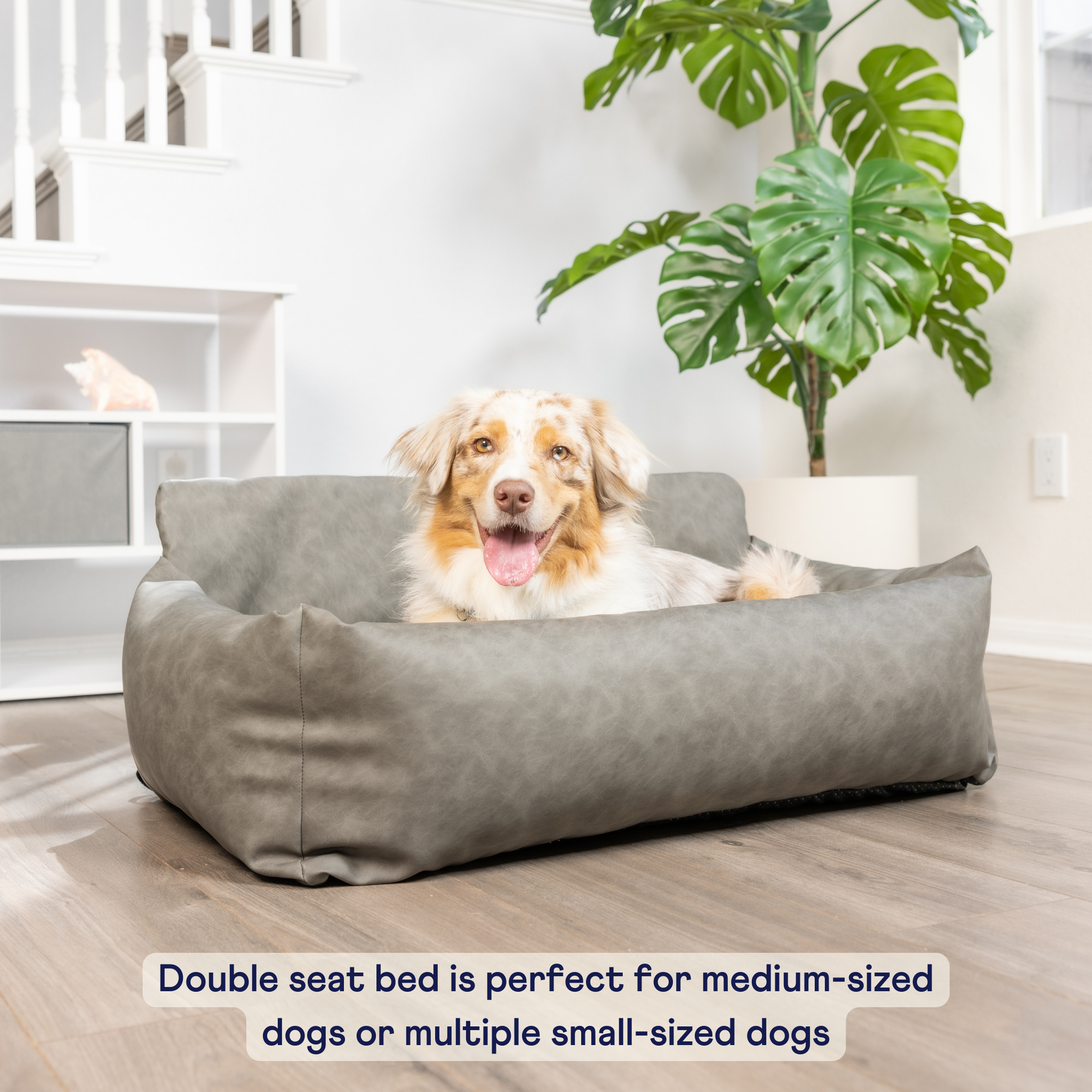 PupProtector Faux Leather Memory Foam Dog Car Bed Slate Gray