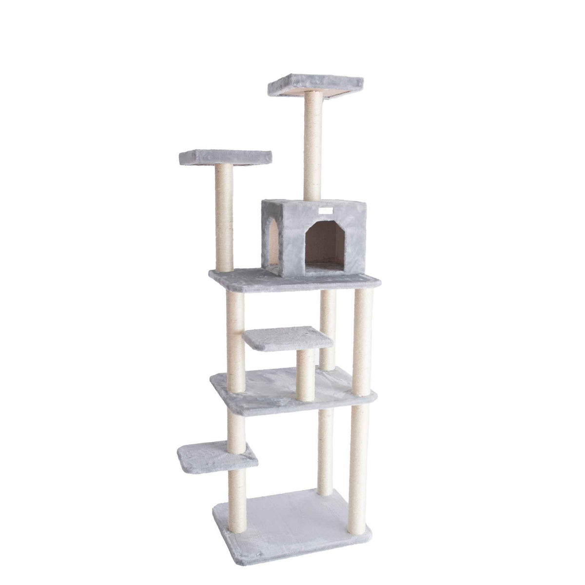 GleePet GP78740822 74-Inch Cat Tree  With Seven Levels Silver Gray