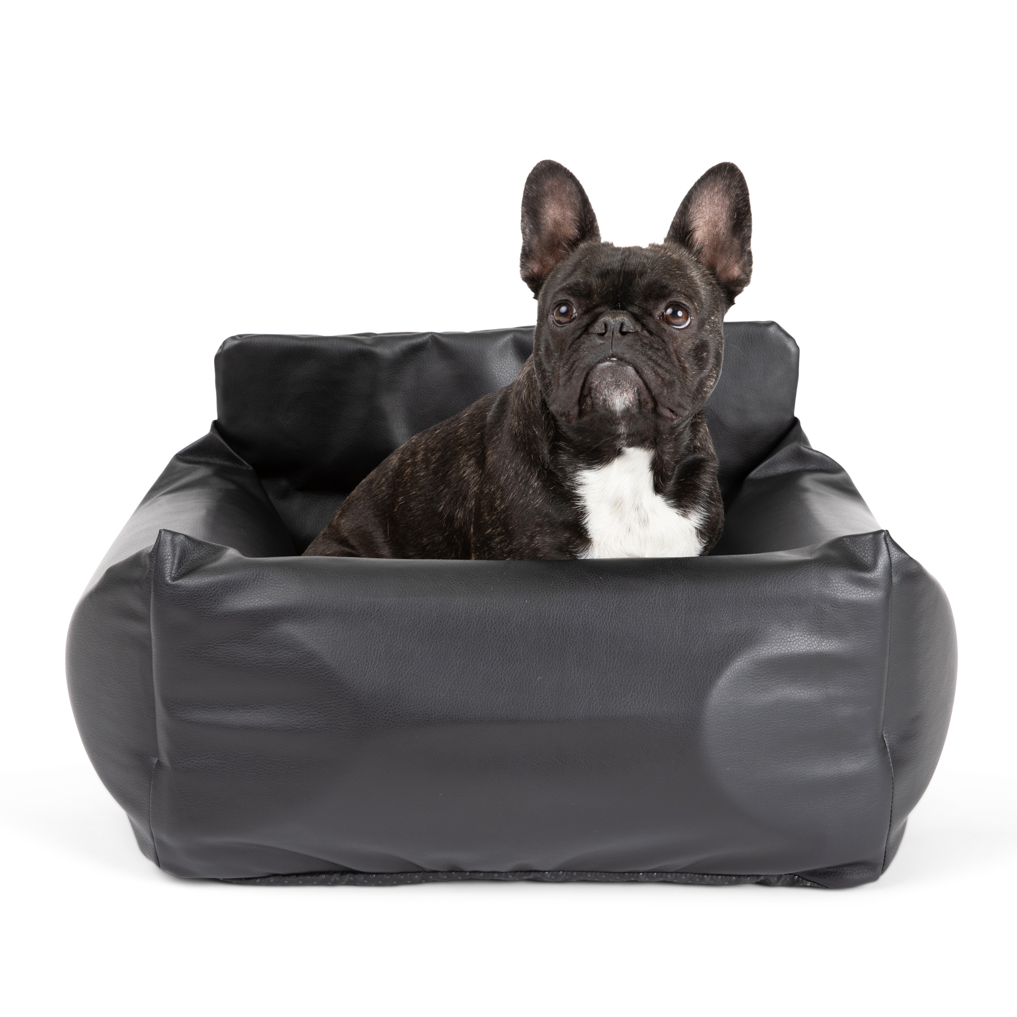Pupprotector Faux Leather Memory Foam Dog Car Bed Black