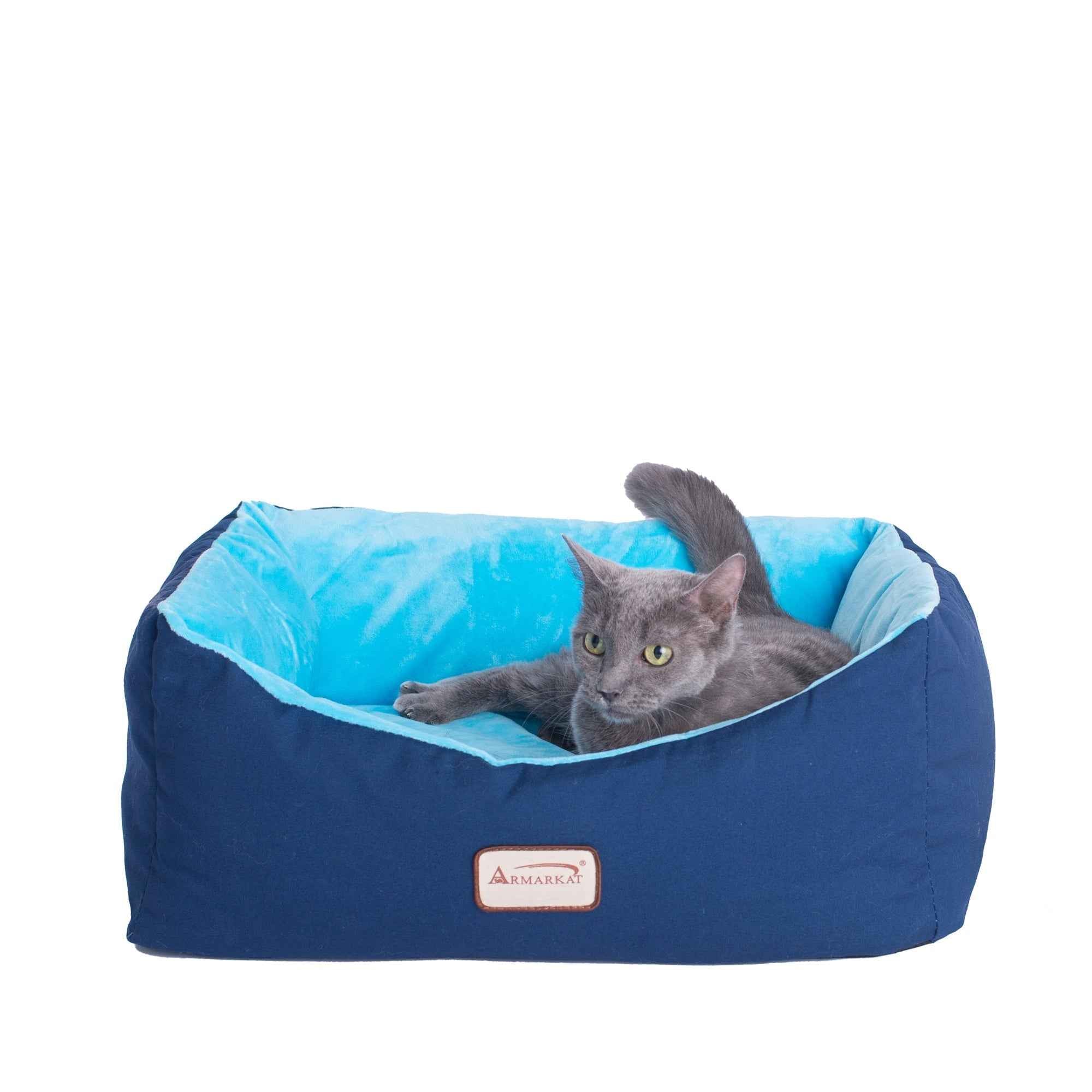 Armarkat Cat Bed Small Pet Bed Navy Blue/Sky Blue C09HSL/TL