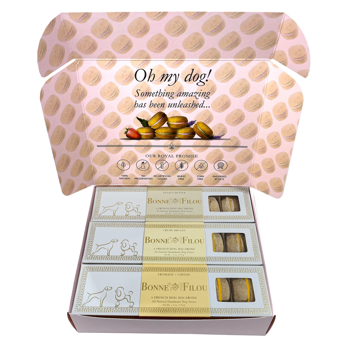 Bonne et Filou – 18-Piece French Dog Macaron Gift Box